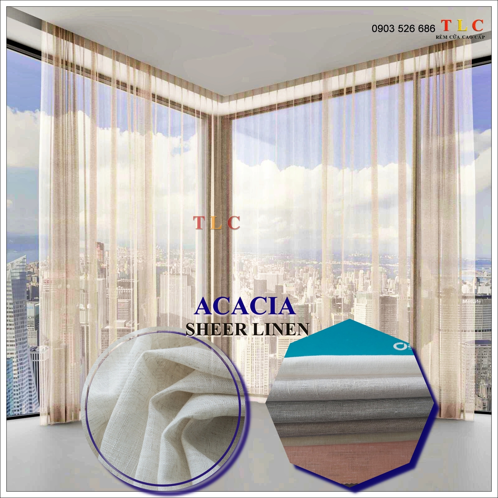 Rèm vải linen thể hiện một phong cách hiện đại, đơn giản, sang trọng.