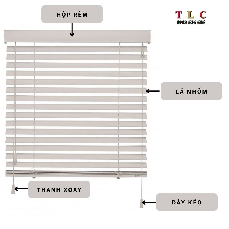 cấu tạo cơ bản của rèm sáo nhôm