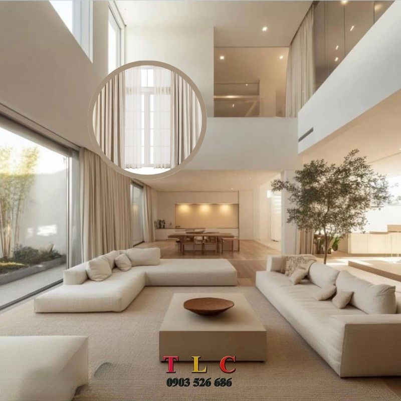 phối rèm cửa với phòng khách