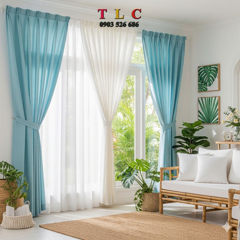 rèm cửa 2 lớp với phong cách nhà ở Tropical, tận dụng gió trời và ánh sáng tự nhiên một cách triệt để bằng các không gian mở