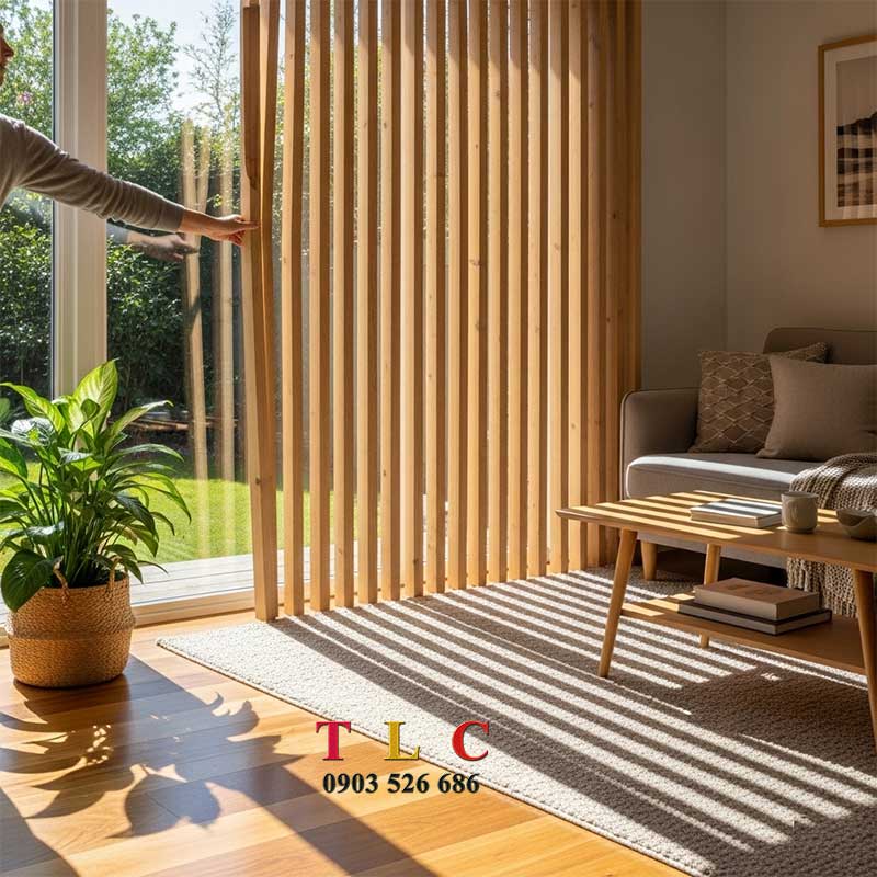 rèm gỗ phòng khách đẹp