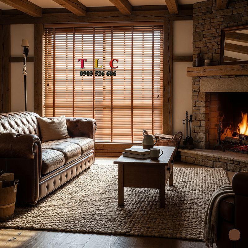 rèm sáo gỗ với chất liệu thiên nhiên phù hợp kiến trúc nhà ở Rustic