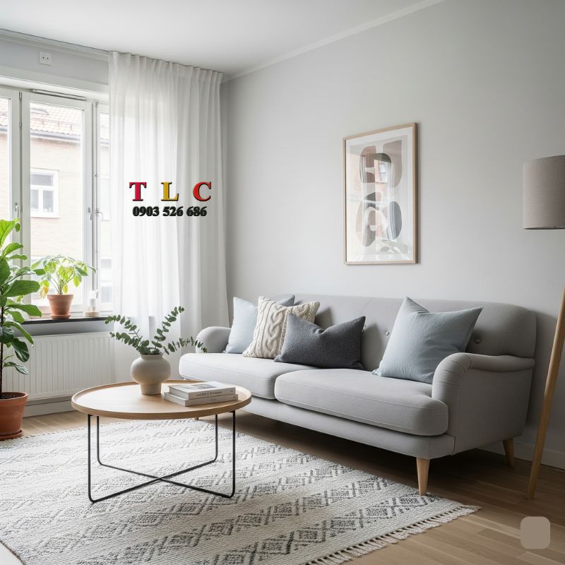 rèm cửa phòng khách phong cách Scandinavian
